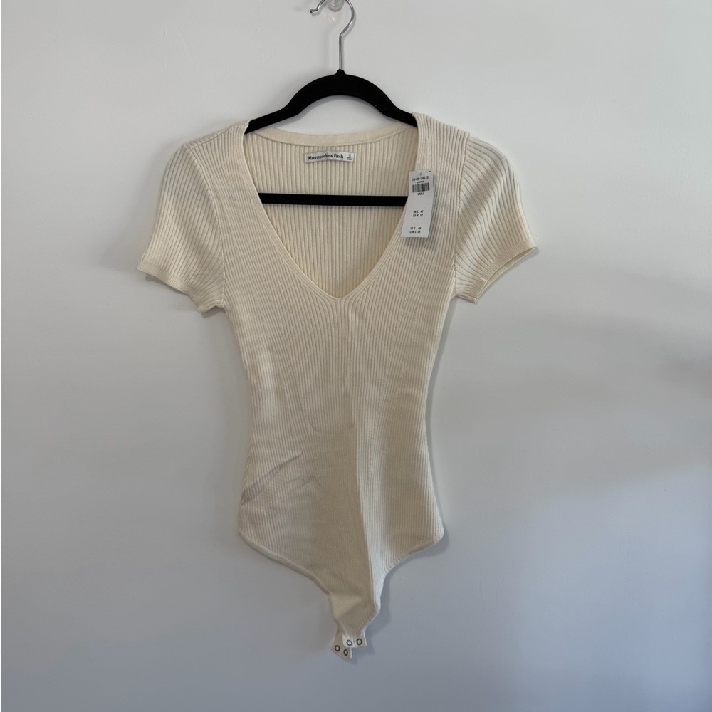 Abercrombie & Fitch Ivory Ribbed Bodysuit